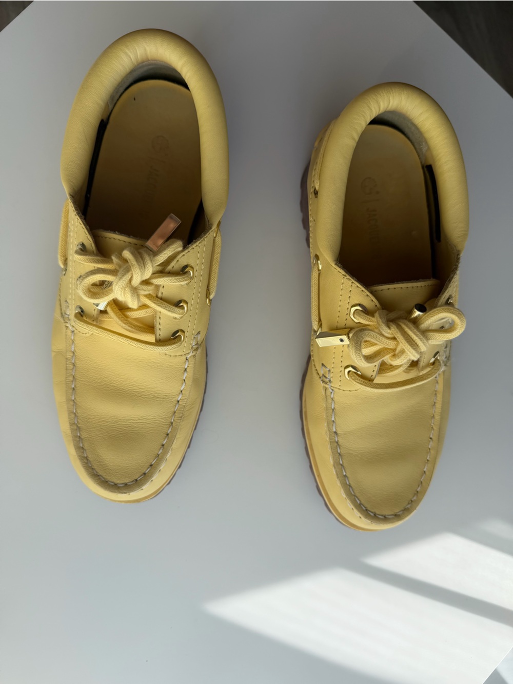 Jacquemus Yellow Lace-Up Boat Shoes